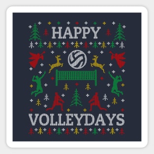 Funny Happy Volleydays Volleyball Ugly Christmas Sweater Party Magnet